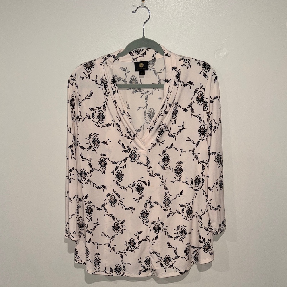 Black and White Floral Blouse